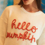 Hello Pumpkin Off White Sweater