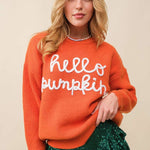 Hello Pumpkin Off White Sweater