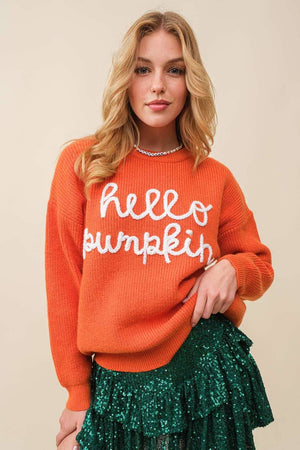 Hello Pumpkin Off White Sweater