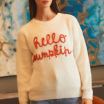 Hello Pumpkin Off White Sweater