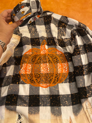 Distressed bleached Pumpkin Flannel