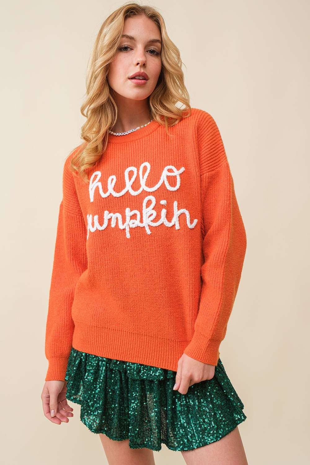 Hello Pumpkin Off White Sweater