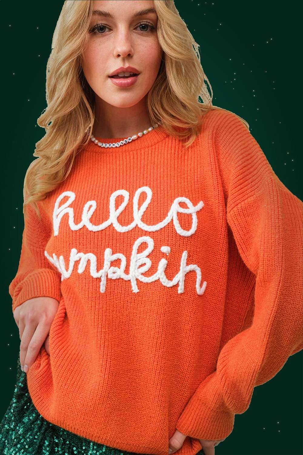 Hello Pumpkin Off White Sweater