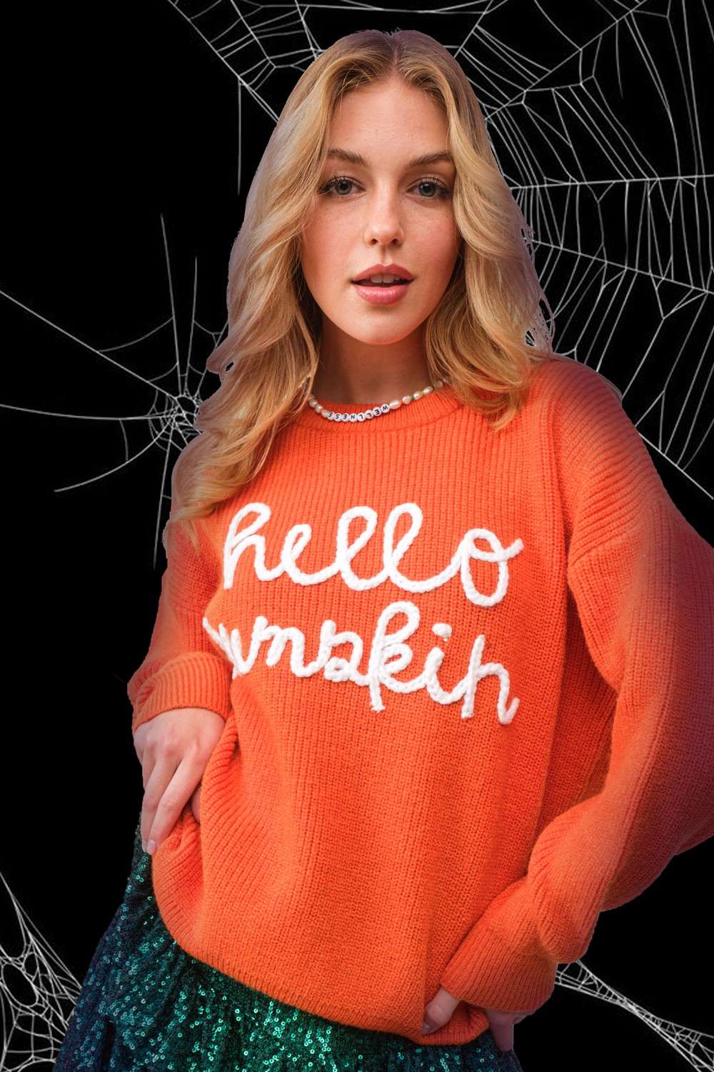 Hello Pumpkin Off White Sweater