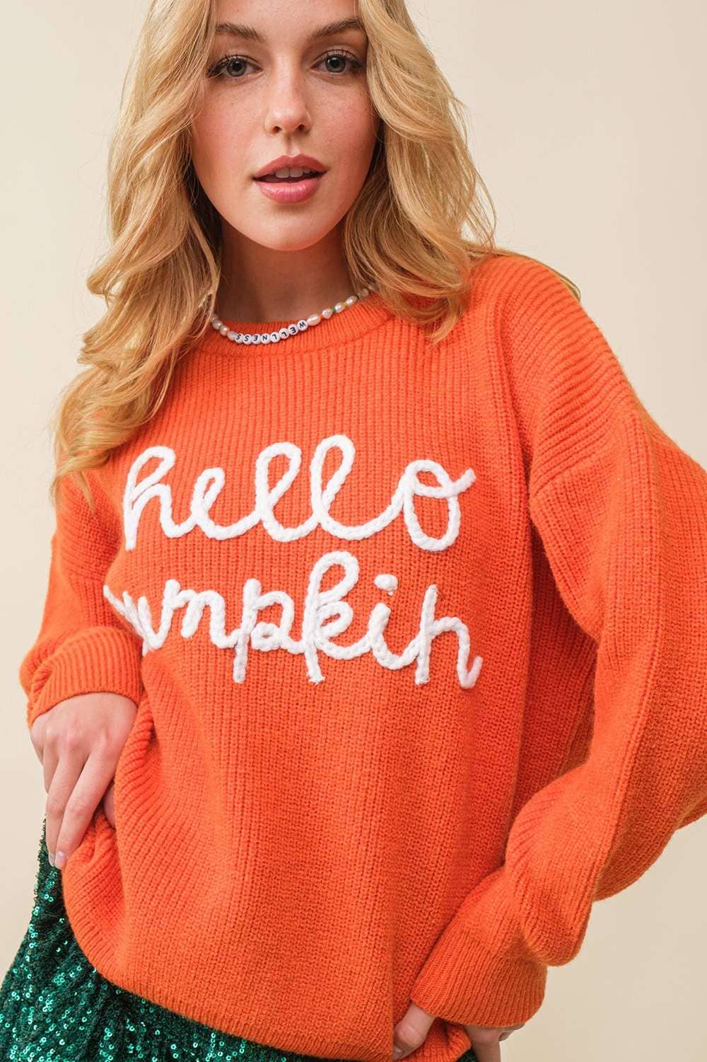 Hello Pumpkin Off White Sweater