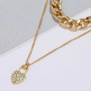 My Heart is Yours, Metal Lock Metal Double Chain Necklace