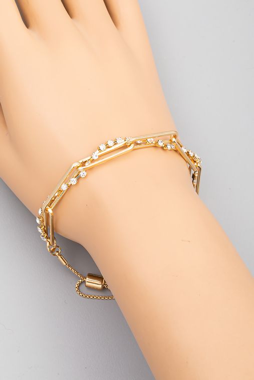 Layered Rhinestone Chain Adjustable bracelet