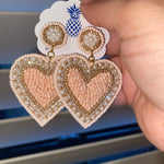 Beaded Heart Dangle earrings