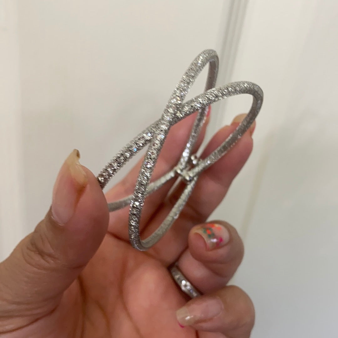 Silver bling cross bracelet