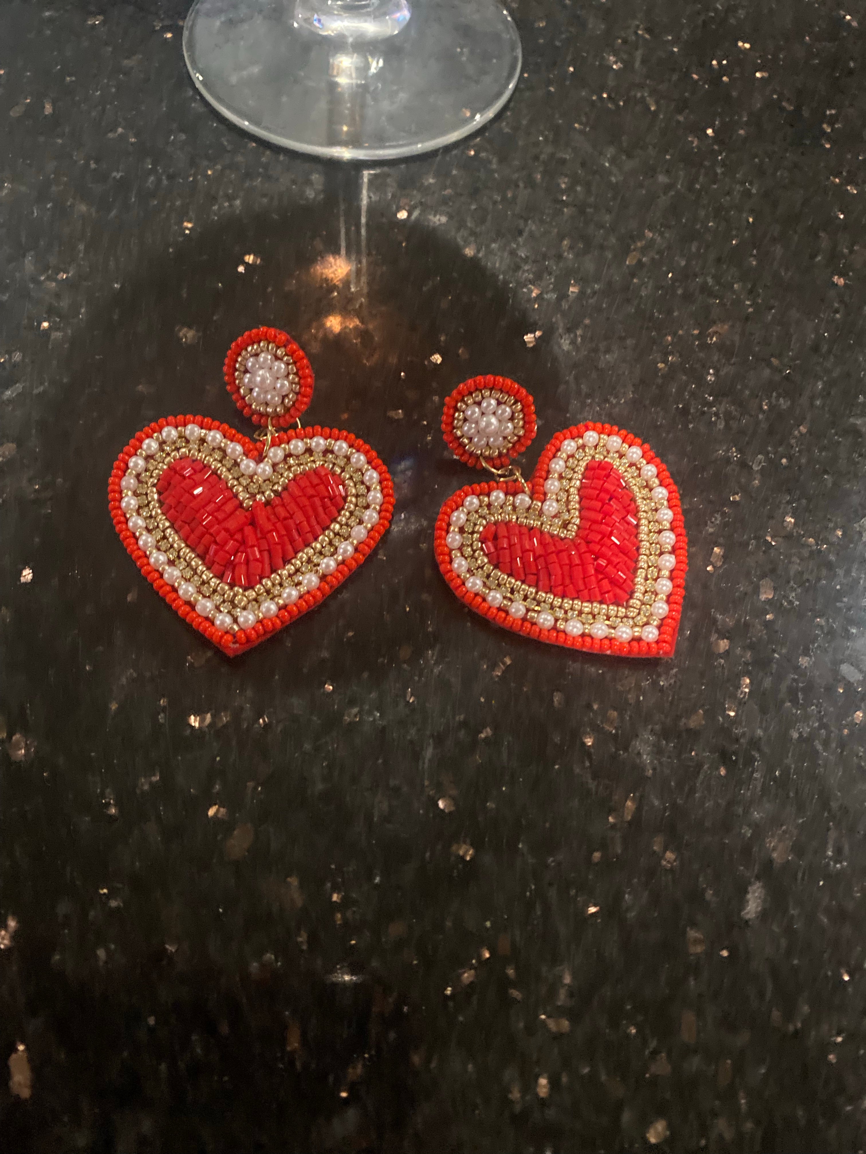 Beaded Heart Dangle earrings