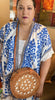 Damask Pom Pom Kimono Royal Blue