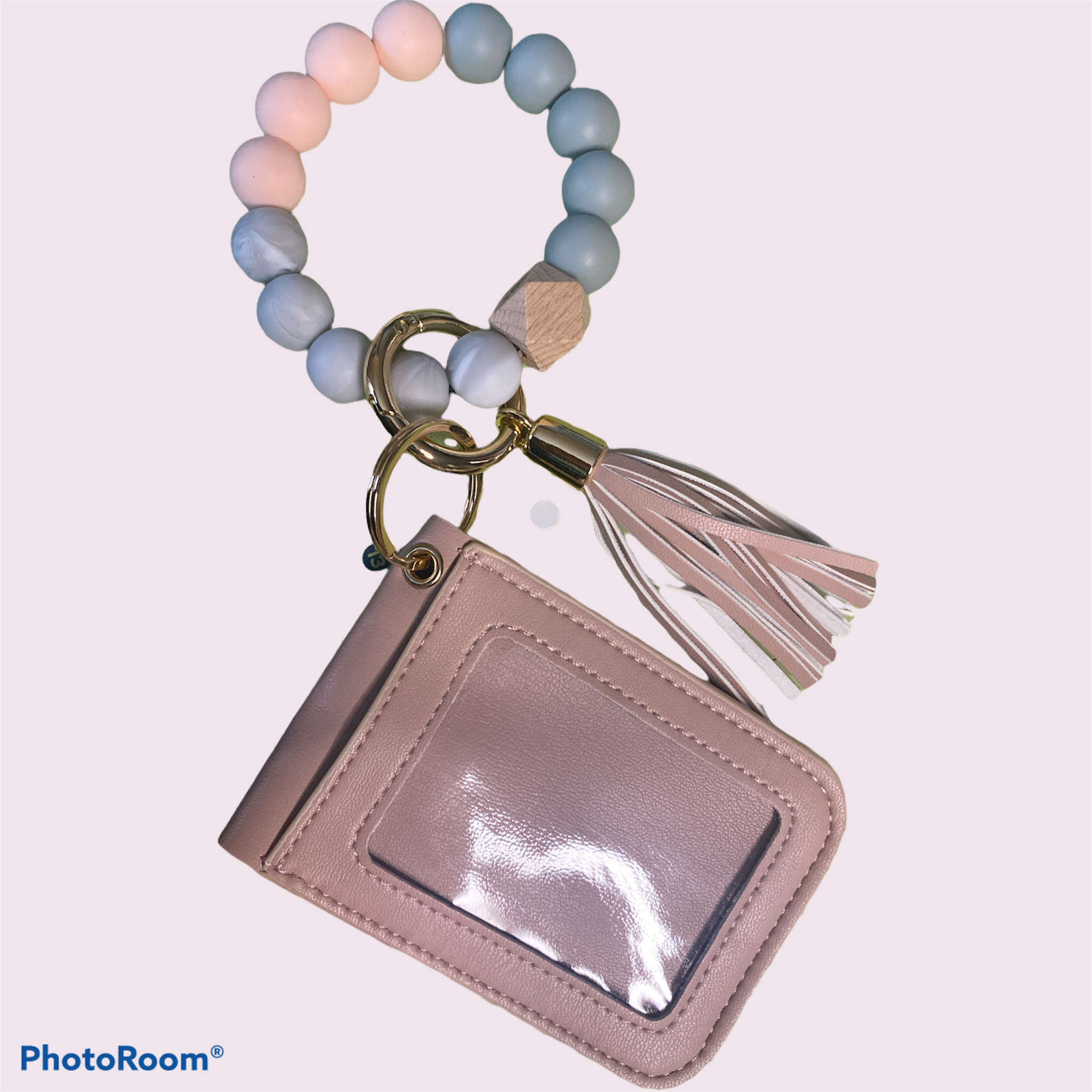 Silicone Beaded Tassel Bracelet Keychain - Card & Coin Purse